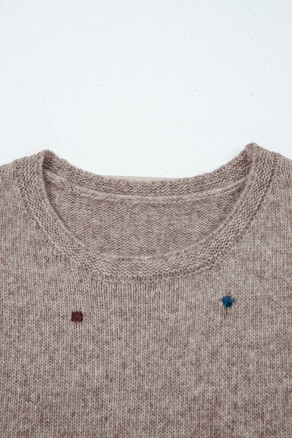 Gray Morn Contrast Colored Dot Detail Drop Shoulder Sweater