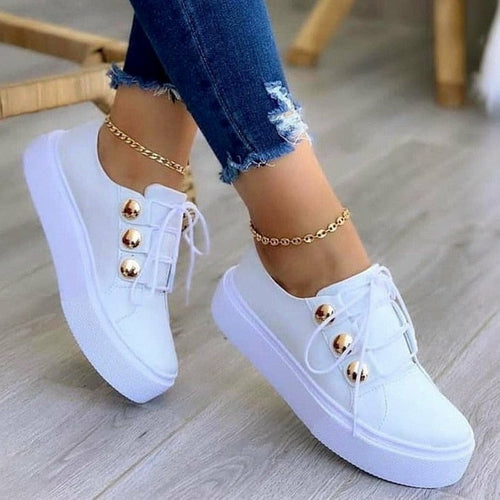 Pearl Stud Lace-Up Sneakers