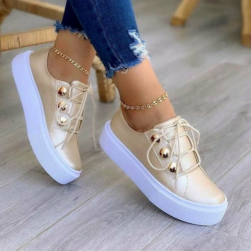Pearl Stud Lace-Up Sneakers