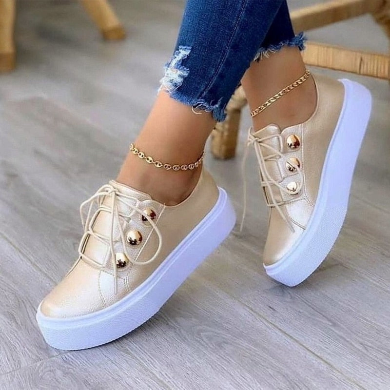 Pearl Stud Lace-Up Sneakers