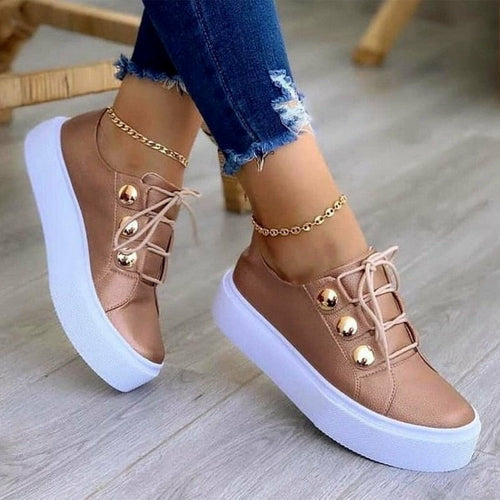 Pearl Stud Lace-Up Sneakers