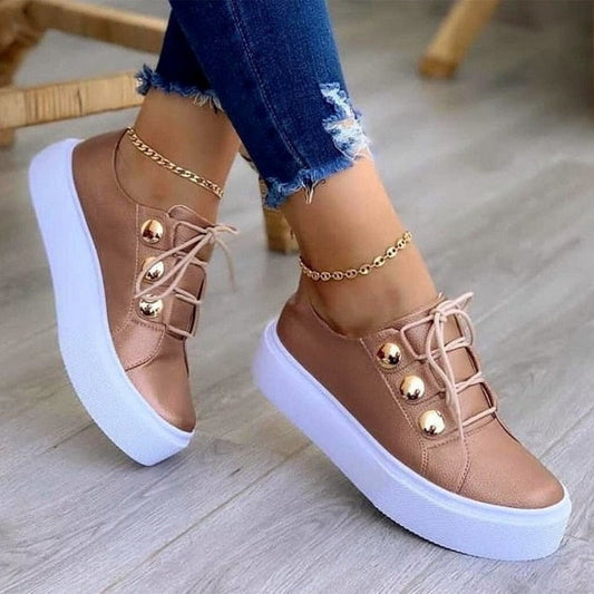 Pearl Stud Lace-Up Sneakers